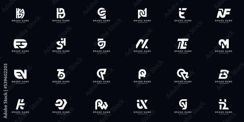 Collection full set abstract combine letter a - z monogram logo design - obrazy, fototapety, plakaty 
