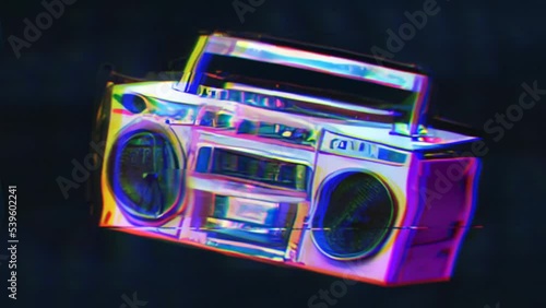 Music Boom Box 80s 90s Retro Radio Glitch Loop Animation