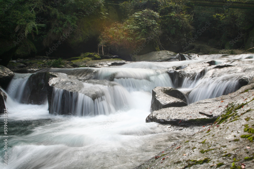 Long exposure of a waterfall in rural Japan Long exposure of a waterfall in rural Japan