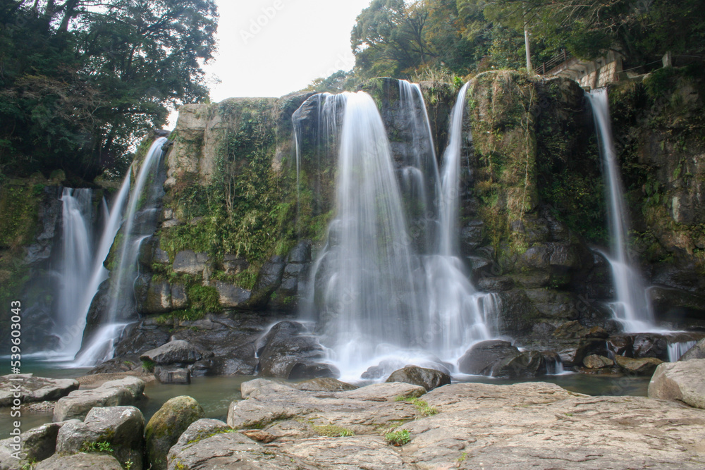 Fototapeta premium Long exposure of a waterfall in rural Japan