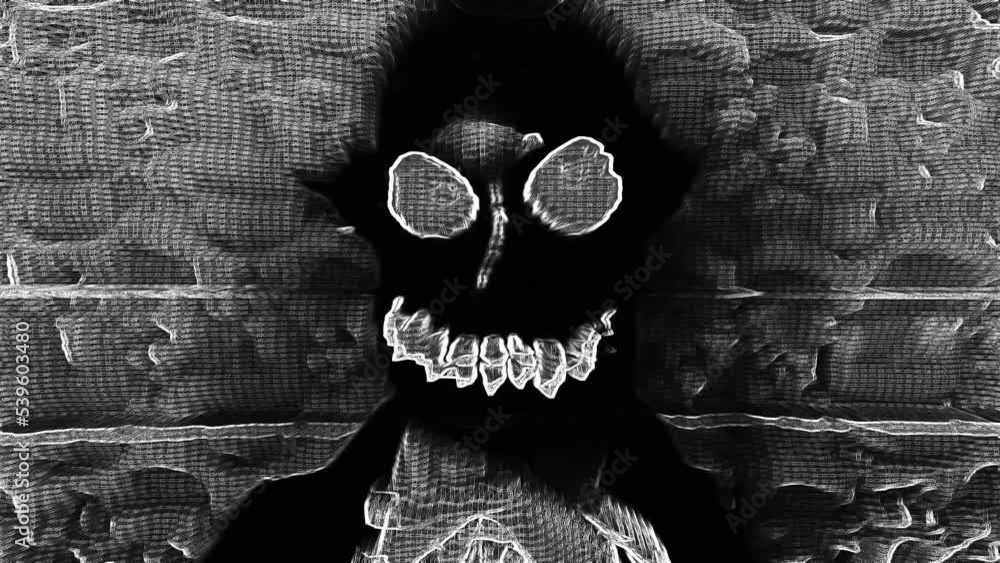 TV Satatic With Spooky Evil Monster Face Animation Loop Stock Video ...