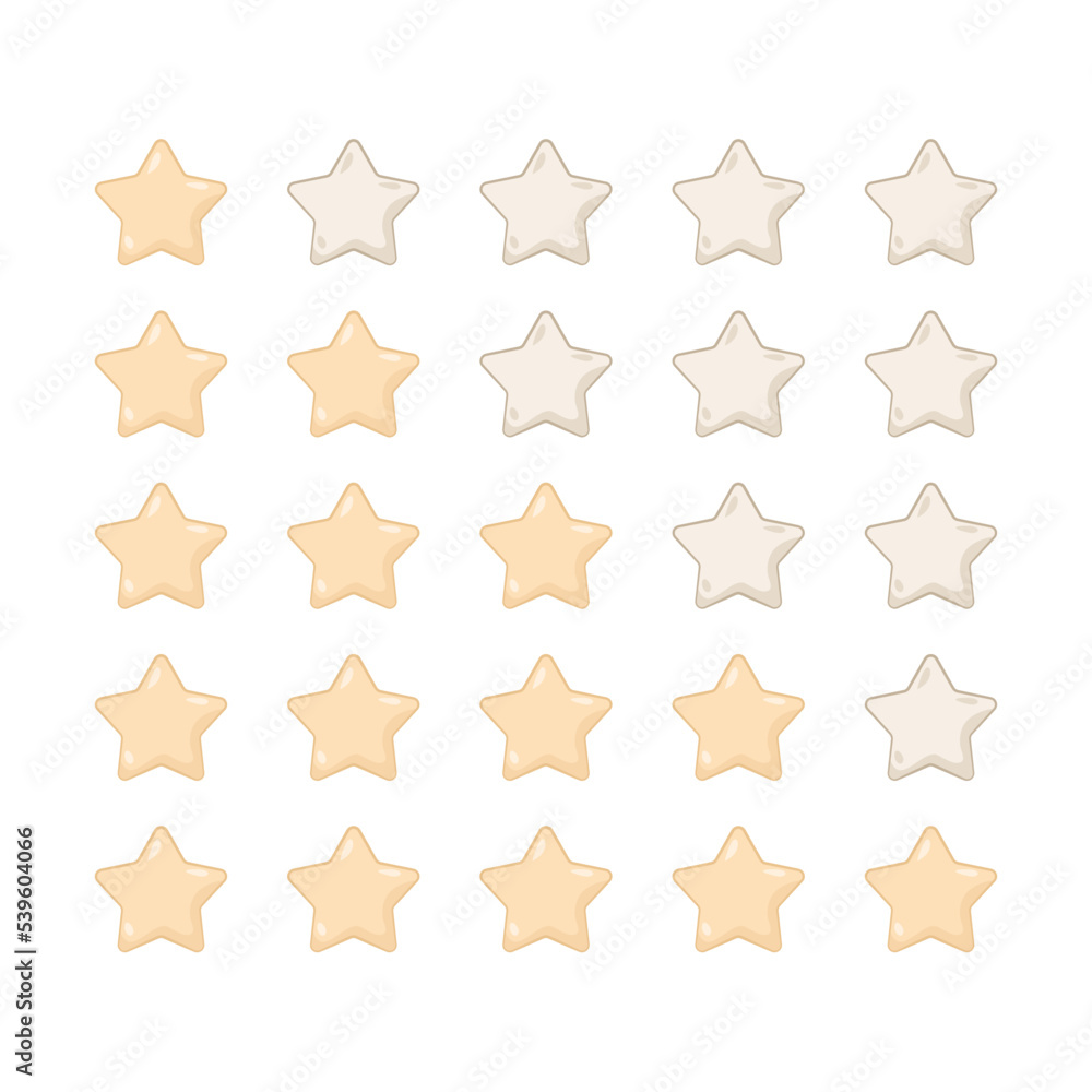 Ocena produktu lub recenzja klienta. Złote gwiazdki - żółte ikony wektorowe dla aplikacji i stron internetowych. Ranking, feedback, doświadczenie użytkownika, poziom satysfakcji klienta. - obrazy, fototapety, plakaty 