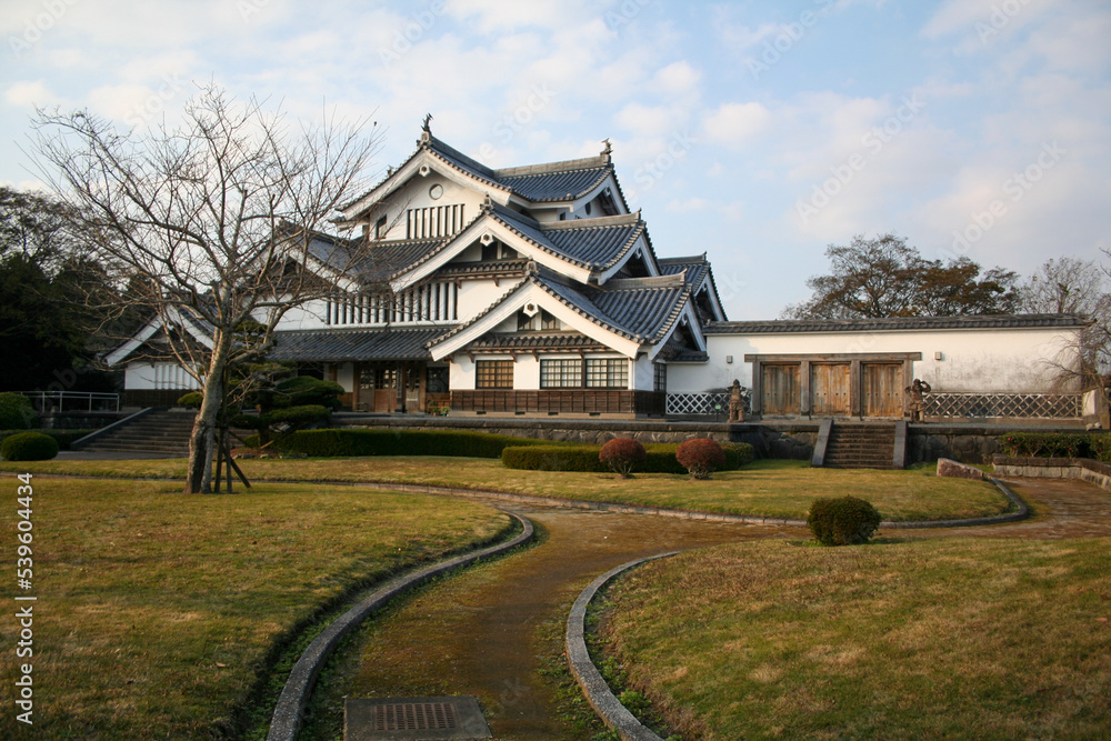 Traditional Japanese style building in Shiroyama Park, Miyakonojo, Miyazaki, Japan. Traditional Japanese style building in Shiroyama Park, Miyakonojo, Miyazaki, Japan.
