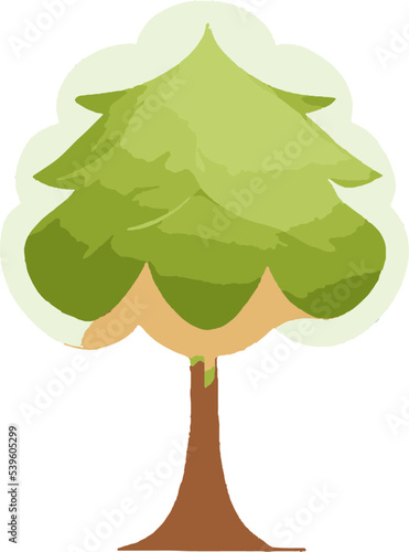 bohdi and samanea saman tree with leaves green yellow orange water colouring vector	
