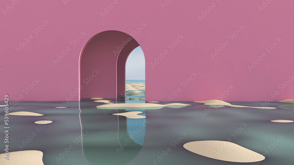 Desert in the room. 3D illustration, 3D rendering Desert in the room. 3D illustration, 3D rendering