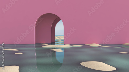 Desert in the room. 3D illustration  3D rendering