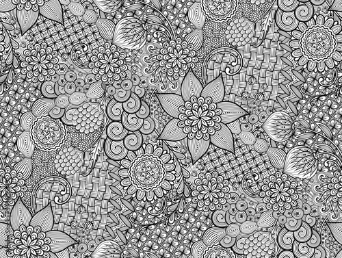 A collection of zentangle seamless patterns, made from doodle shapes, flowers, and lace lines. Designed easy to use, tileable, and editable great for background, branding, and print projects. photo