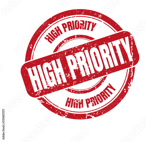 high priority. stamp. red round grunge vintage high priority sign