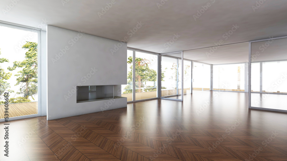 Fototapeta premium Empty room with Wall Background. 3D illustration, 3D rendering 