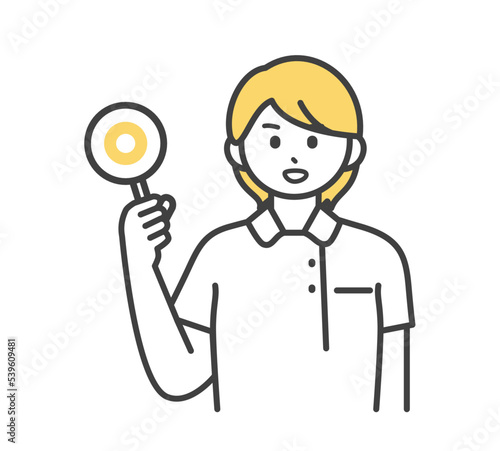 医療従事者がまるの札を持つイラスト素材
