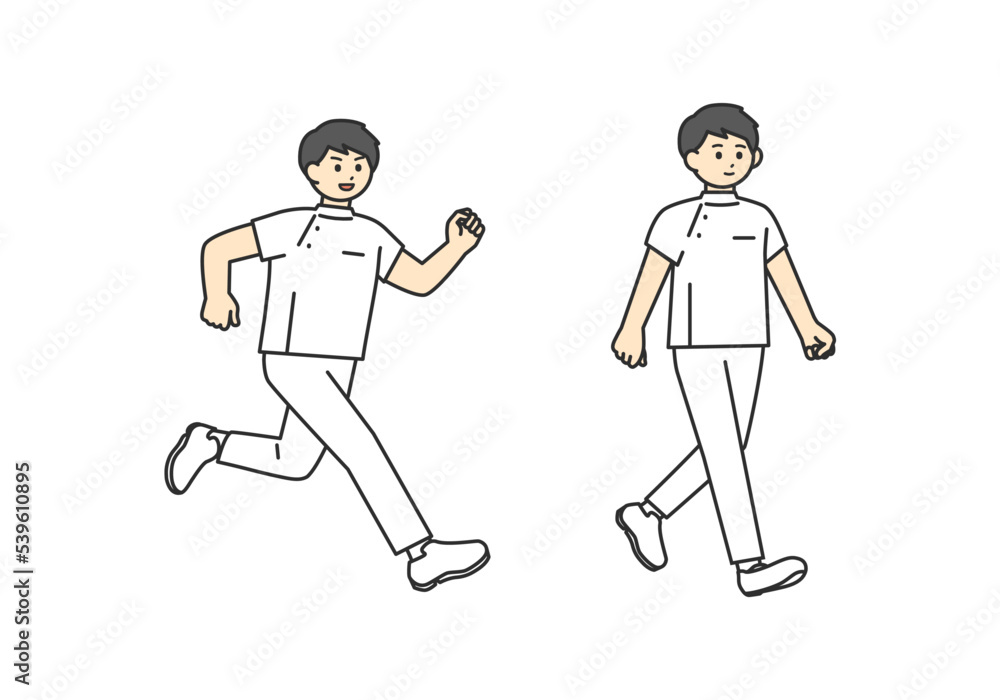医療従事者の全身イラスト素材(走る、歩く) 医療従事者の全身イラスト素材(走る、歩く)