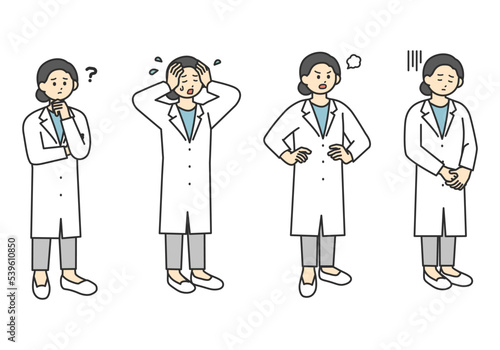ネガティブな医療従事者の全身のイラスト素材