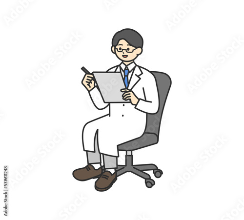 椅子に座る医師のイラスト素材