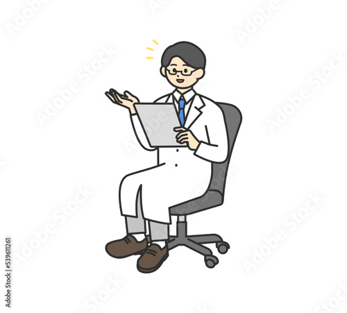 椅子に座る医師のイラスト素材