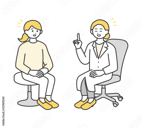 若い女性を診断する医師のイラスト素材