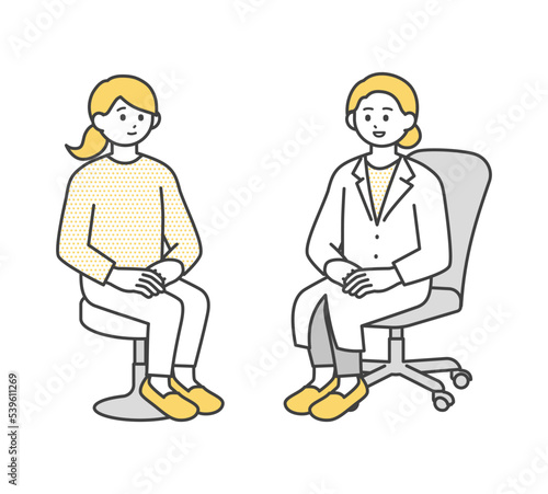 若い女性を診断する医師のイラスト素材