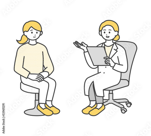 若い女性を診断する医師のイラスト素材
