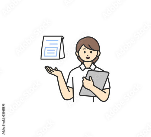 医薬品の説明をする医療従事者のイメージイラスト素材