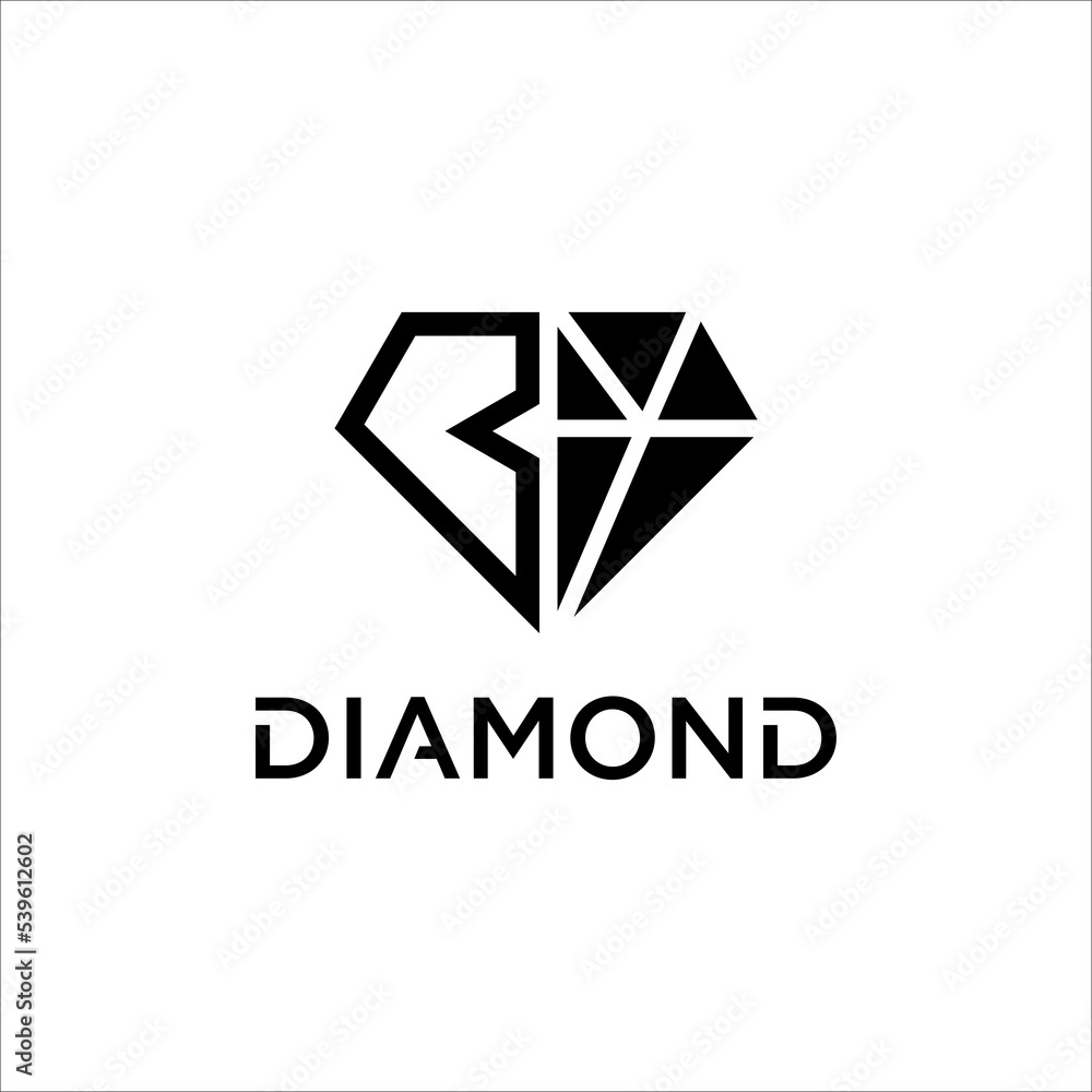 Fototapeta premium Diamond With Letter B logo design Template