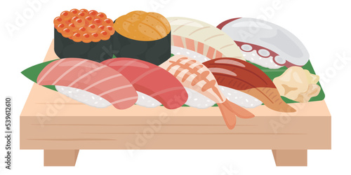 寿司の盛り合わせのイラスト