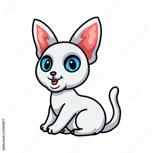 Cute devon rex cat cartoon sitting