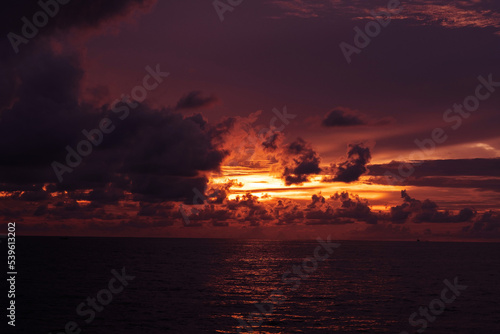 sunset with clouds background, summer time, beautiful sky