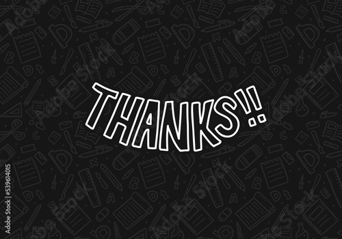 Thanks thank you doodle hand drawing chalk text background for presentation closing statement. typography for banner, poster, greeting card