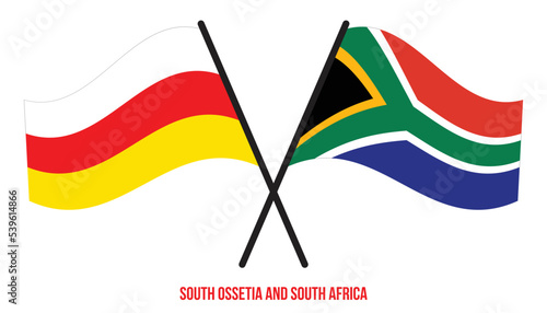 South Ossetia and South Africa Flags Crossed And Waving Flat Style. Official Proportion.