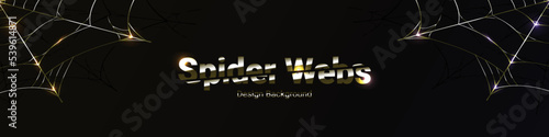 elegant gold spider web background banner with glitter light