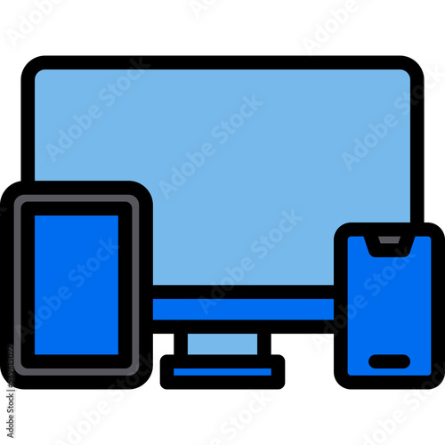 Responsive blue outline icon