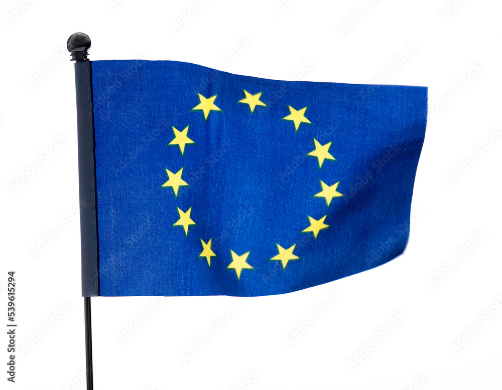 European Union flag waving on white background European Union flag waving on white background