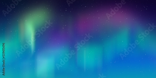 Polar lights, starry sky. Northern landscapes. Vector illustration.
