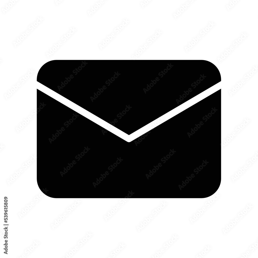 Email envelope icon to represent message or mail in black outline style Email envelope icon to represent message or mail in black outline style