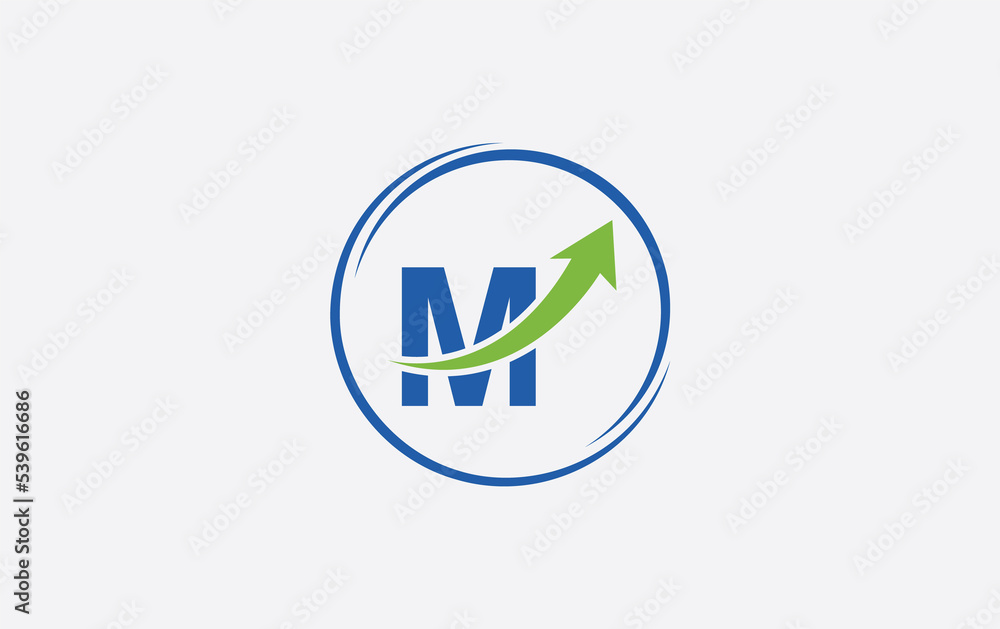 Growth arrow icon and financial circle logo design with the letters and alphabets Growth arrow icon and financial circle logo design with the letters and alphabets
