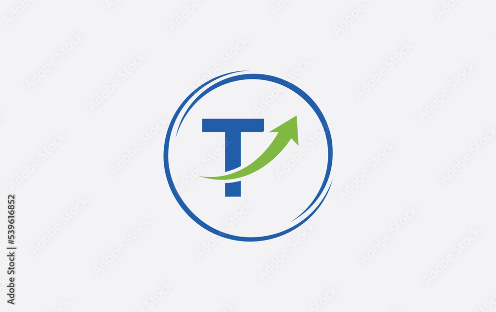 Growth arrow icon and financial circle logo design with the letters and alphabets Growth arrow icon and financial circle logo design with the letters and alphabets