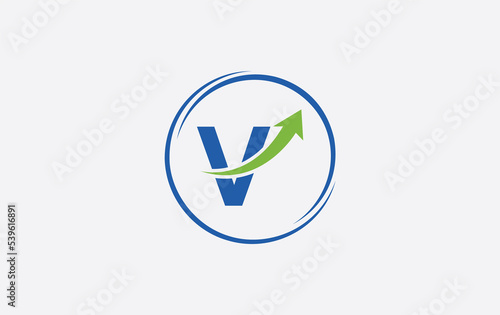 Free Download Growth arrow icon and financial circle logo design with the letters and alphabets - GFXLoad