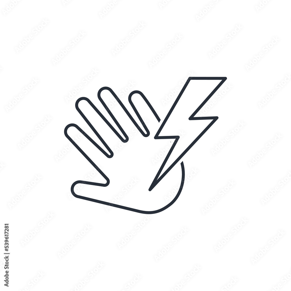 A blow to the hand. Punishment. Consequence warning. Vector linear icon isolated on a white background. A blow to the hand. Punishment. Consequence warning. Vector linear icon isolated on a white background.