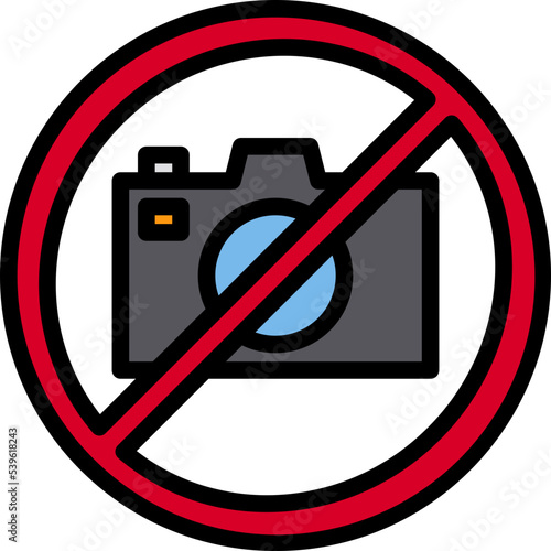 No camera filled outline icon