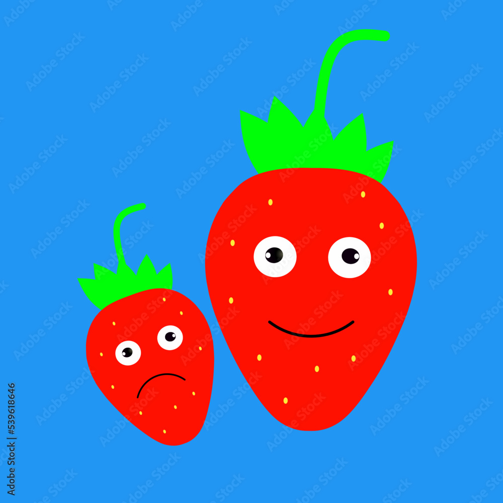 Fototapeta premium red strawberries on a blue background