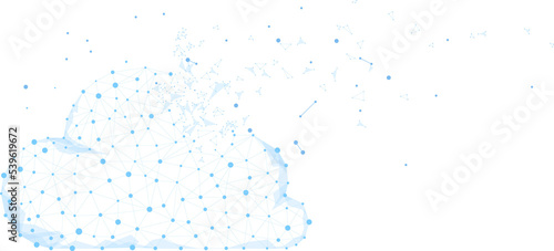 Cloud computing network technology polygon dot connected line with icon : Concept of cloud server, Storage and data