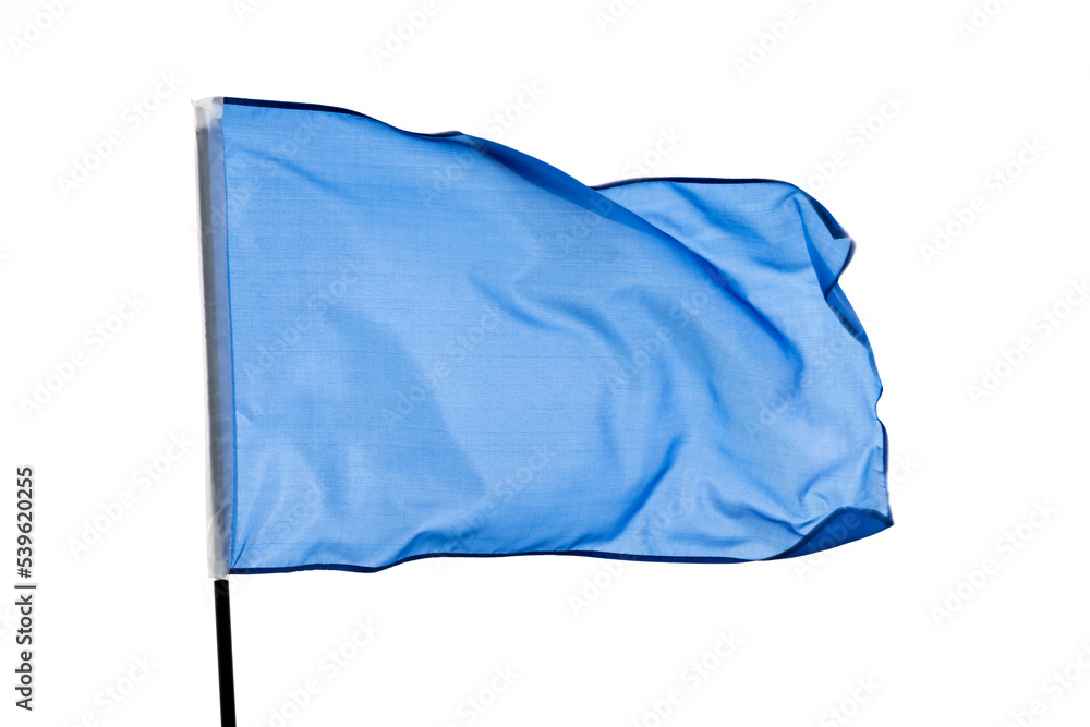 Light blue flag waving on white background Light blue flag waving on white background