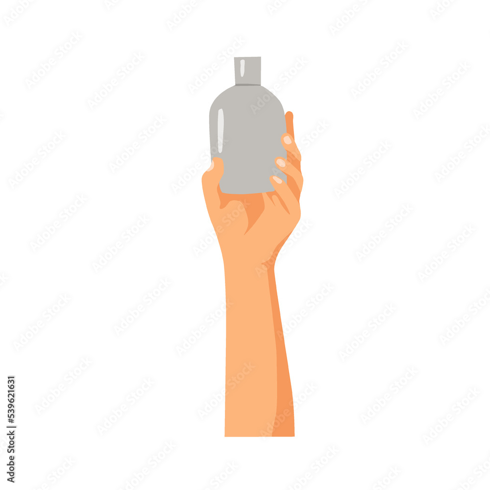 illustration of Woman's hands with different cosmetic products in bottles illustration of Woman's hands with different cosmetic products in bottles