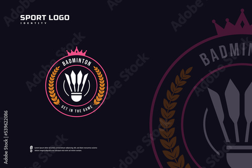 Badminton club logo, Badminton tournament emblems template. Sport team badge vector design