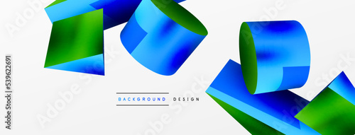 Vector 3d abstract background. Shapes 3d triangle and cylinder. Trendy techno business template for wallpaper, banner, background or landing