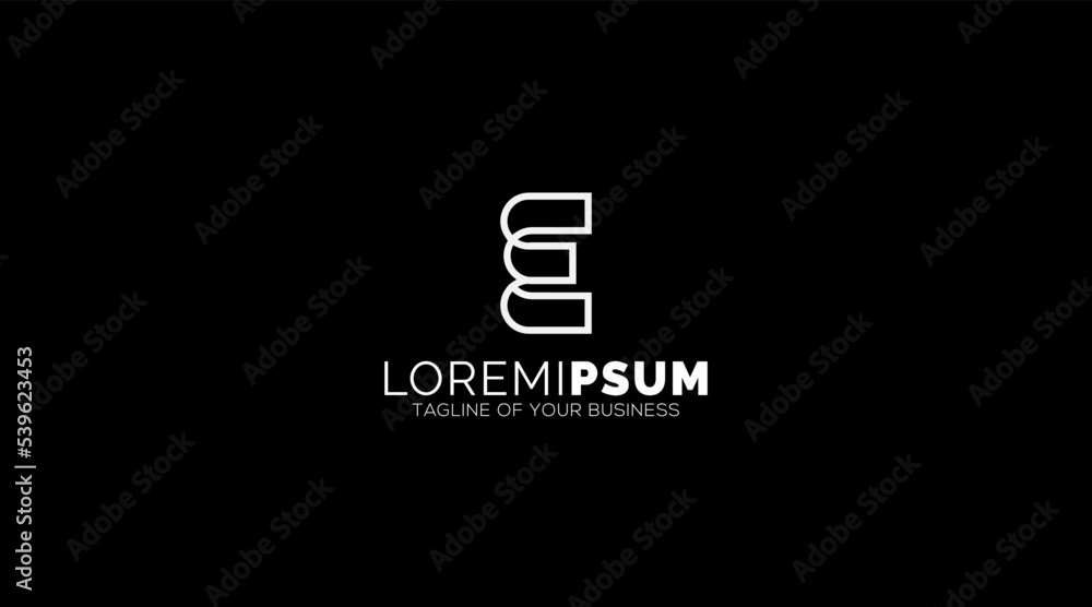 Initial letter E logo template with modern geometric line art illustration in flat design monogram symbol Initial letter E logo template with modern geometric line art illustration in flat design monogram symbol