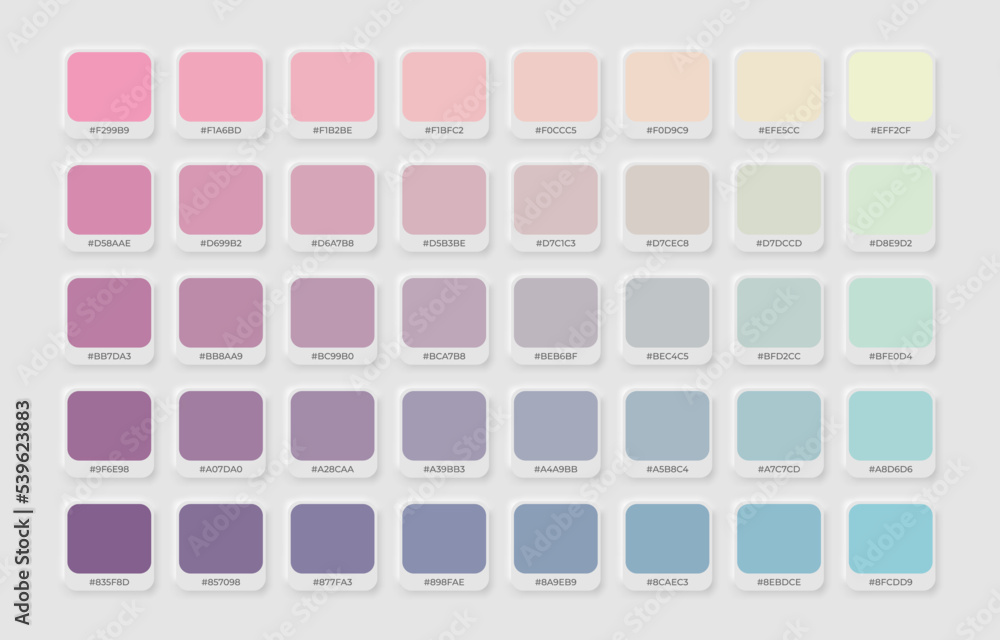 Vecteur Stock Future color trend in RGB Hex. Palette Guide with Hex color  code swatches. Trendy pastel colour guide palette catalogue. | Adobe Stock