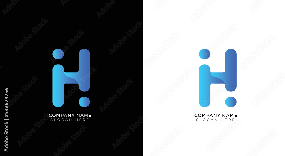 Minimal letter h logo with black and white Minimal letter h logo with black and white