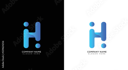 Minimal letter h logo with black and white
