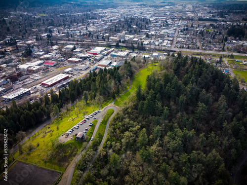 aerial view of the Bute park in Eugene Oregon 
