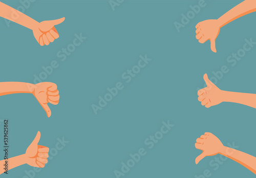 
Hands Showing Different Positive and Negative Feedback Vector Cartoon Illustration. People expressing mixed opinions on a subject matter


People expressing mixed opinions on a subject matter

